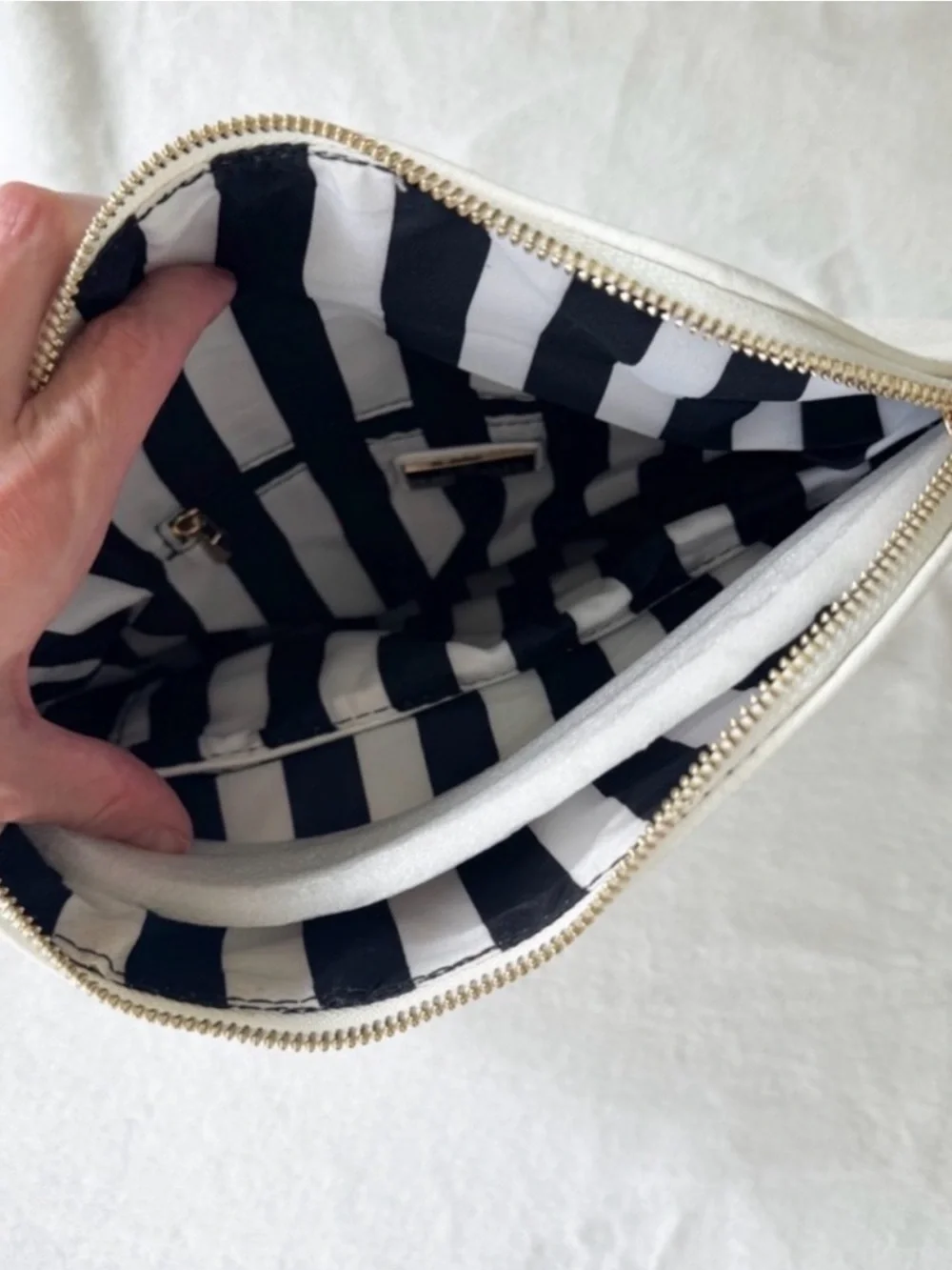 White Envelope Clutch with Gold Chain Strap